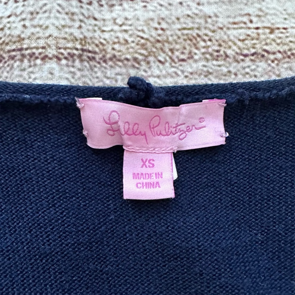 Lilly Pulitzer Navy Ivory Merino Wool Sweater Dress Ladies size XS S - Picture 2 of 5